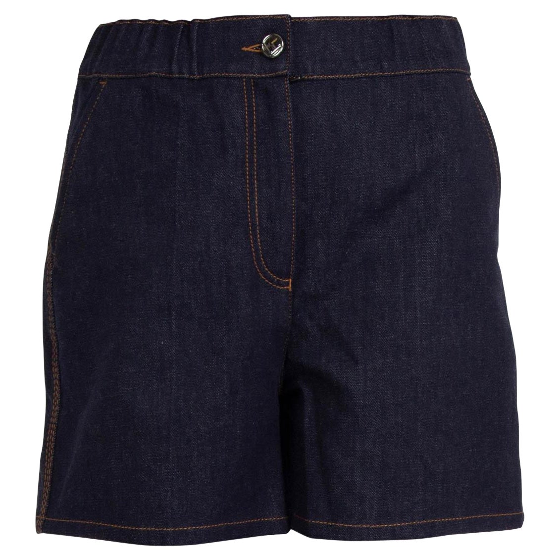 FENDI - Pantalon court en coton bleu imprimé PALM - JEANS EN DEnim - 40 S