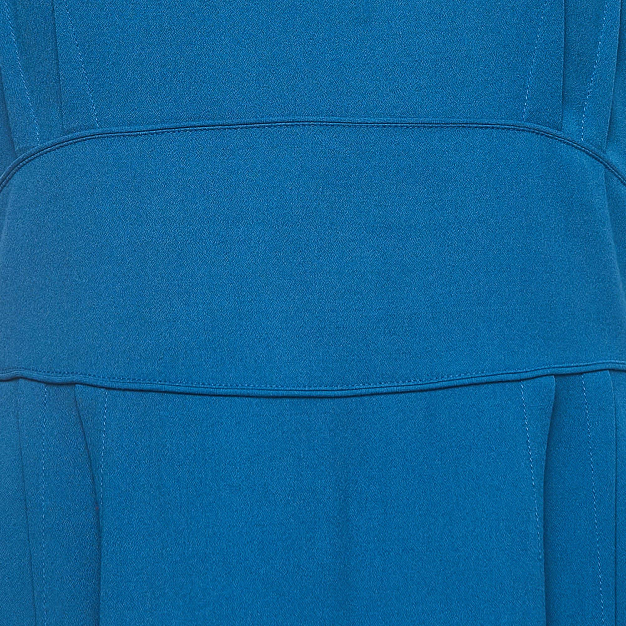 Fendi Blue Crepe Sleeveless Short Dress M In Good Condition In Dubai, Al Qouz 2