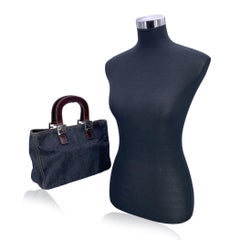Fendi Blue Denim and Brown Leather Tote Bag Handbag