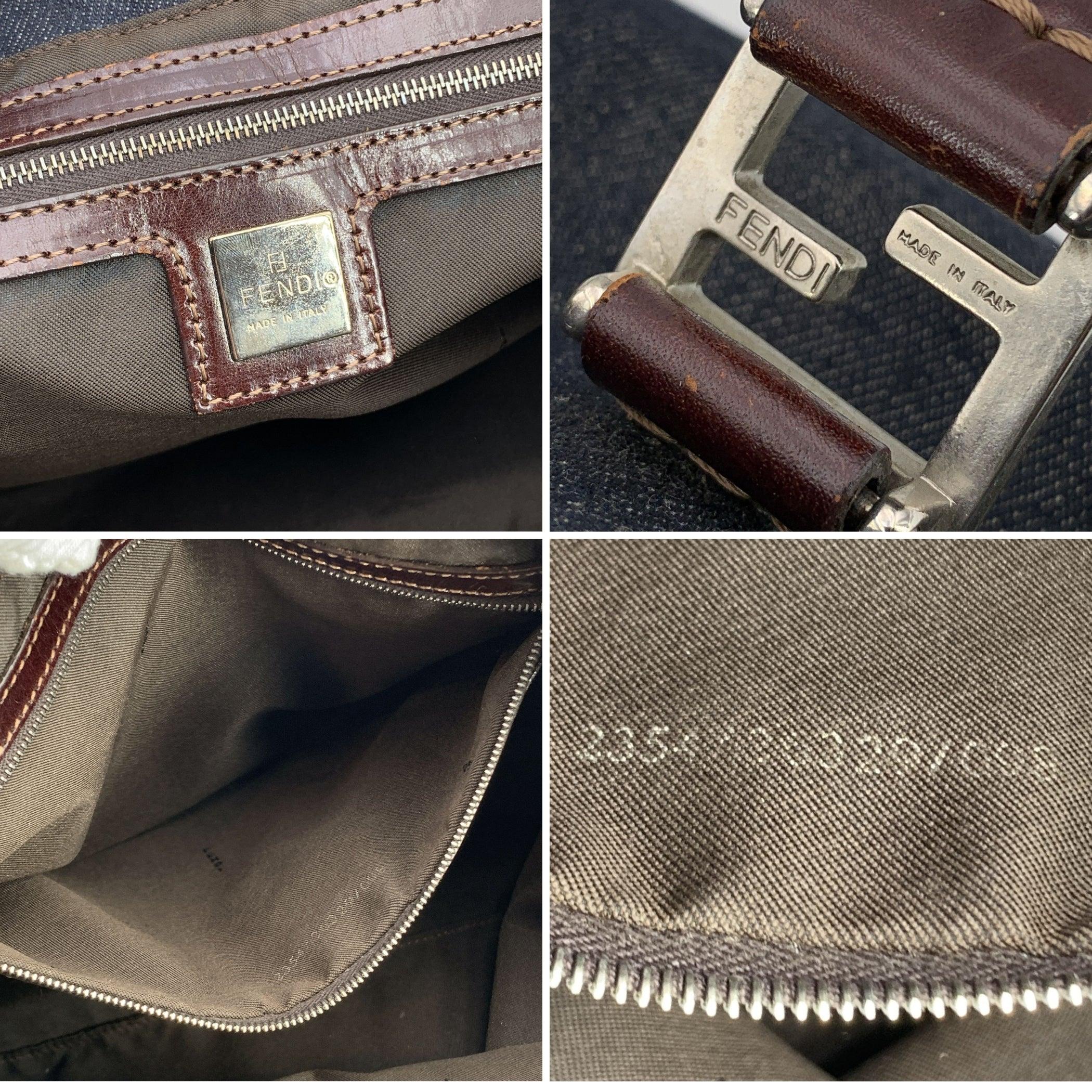 Borsa Tote di Fendi in denim blu e pelle marrone In condizioni buone in vendita a Rome, Rome