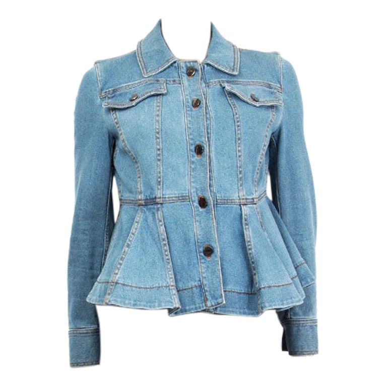 FENDI Veste en jean bleu péplum S