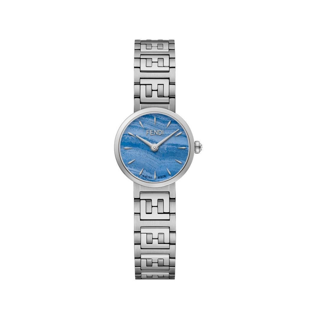 FENDI BLUE DIAL LADIES WATCH F103101101
Forever Fendi Collection.

-Stainless steel
-Movement: Quartz
-Case size: 19 mm
-Blue dial
-FF logo patter on the bracelet
-Water proof: 5ATM

Comes with Box & Papers
*Original Retail: $1275