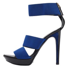 Fendi Blue Elastic Platform Ankle Strap Sandals Size 38