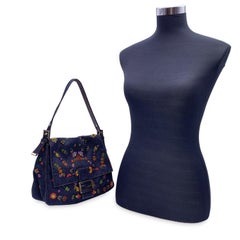 Fendi Blue Embroidery Beads Denim Mama Bag Shoulder Bag