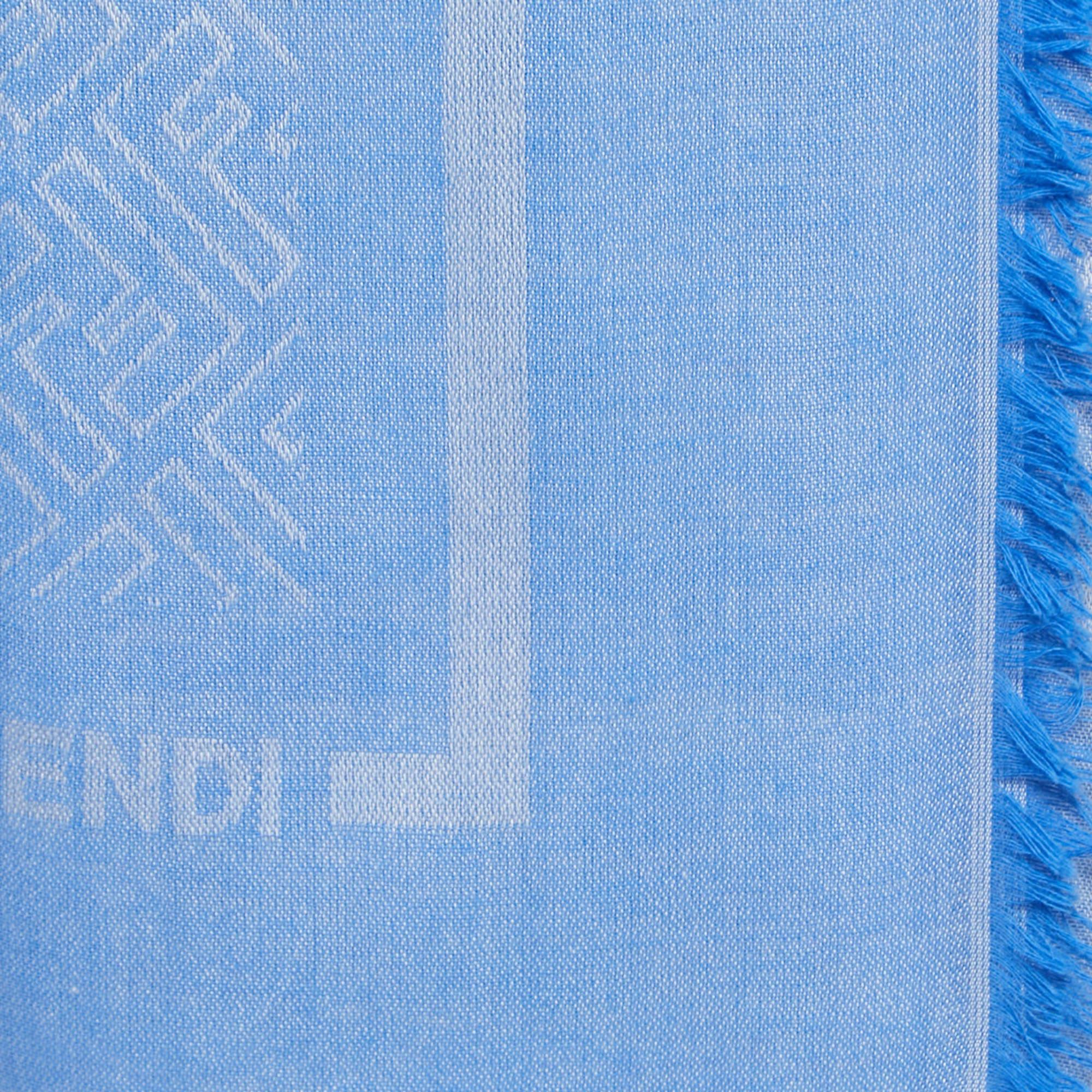 Fendi Blue FF Logo Modal & Cotton Scarf 1