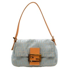Fendi Blue FF Monogram Canvas Vintage Shoulder Bag
