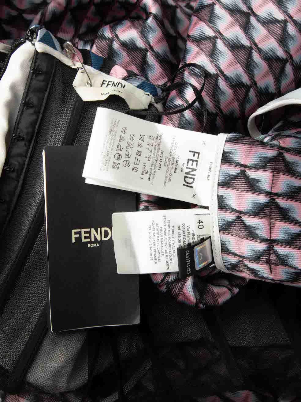 Fendi Blue Geometric Jacquard Strapless Mini Dress Size S For Sale 1