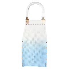 Fendi Sunny Top Handle Bag aus Lack- und Wildleder mit blauem Laser-Schliff
