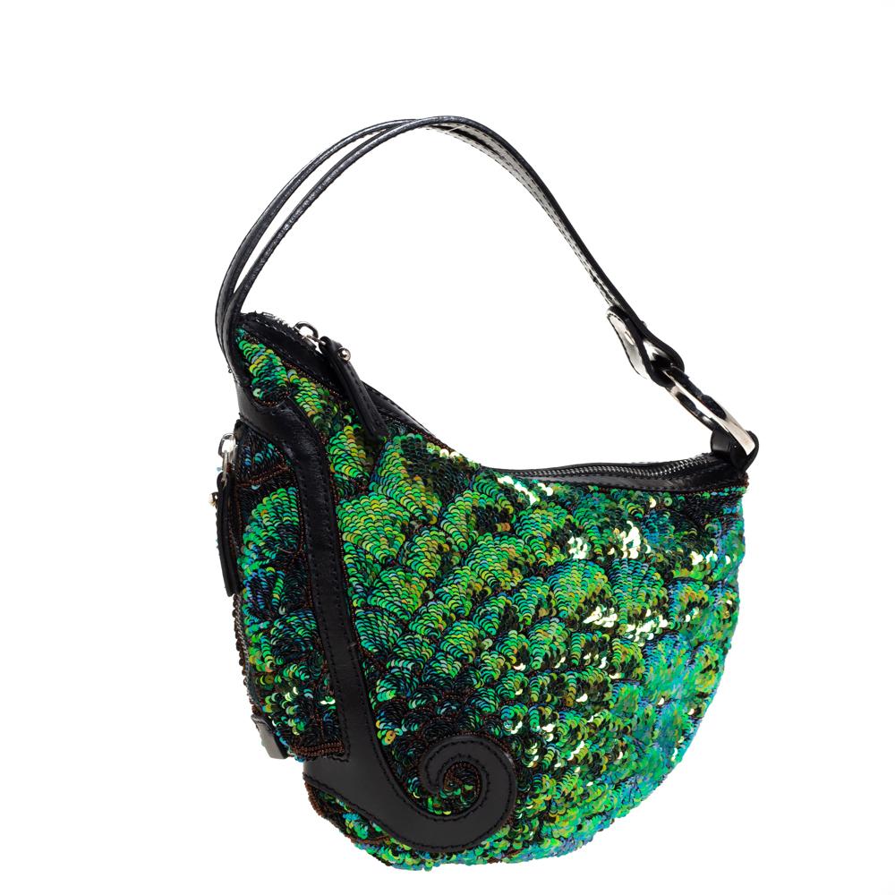 green sequin handbag