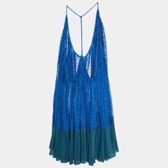 Fendi Blue/Green Textured Crepe Halter Neck Top S