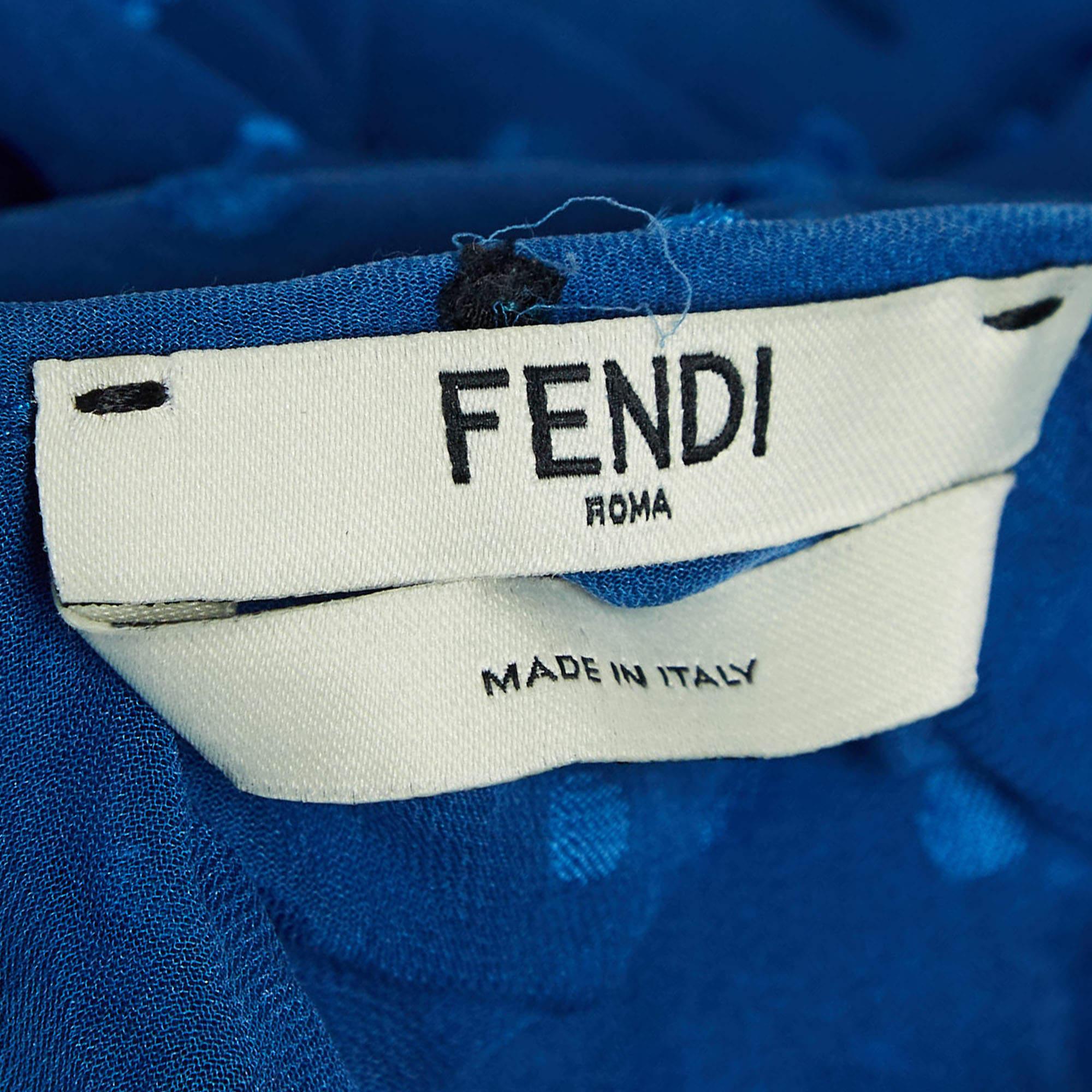 Women's Fendi Blue/Green Textured Crepe Halter Neck Top S For Sale