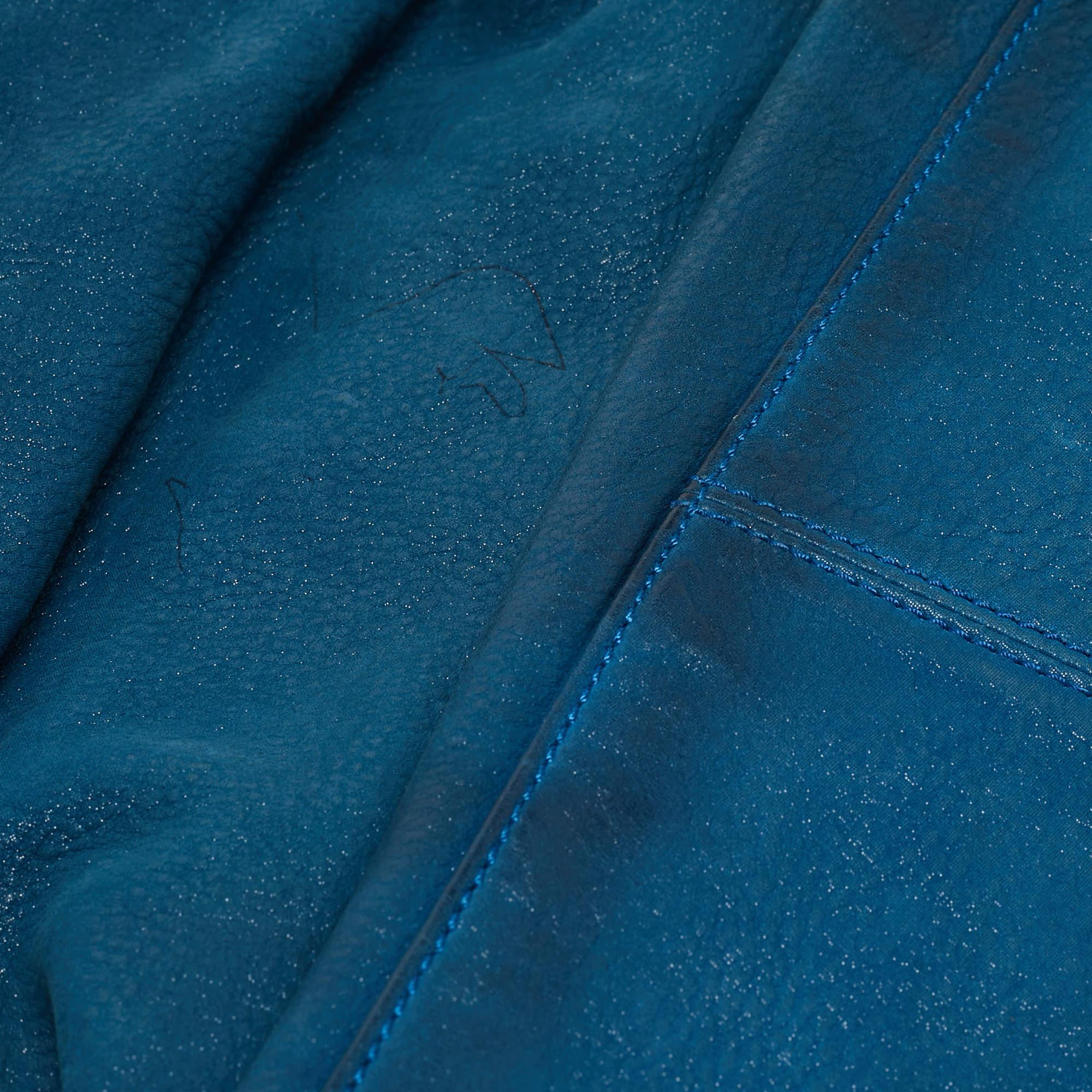 Fendi Blue Iridescent Leather Large Mama Forever Flap Shoulder Bag For Sale 9