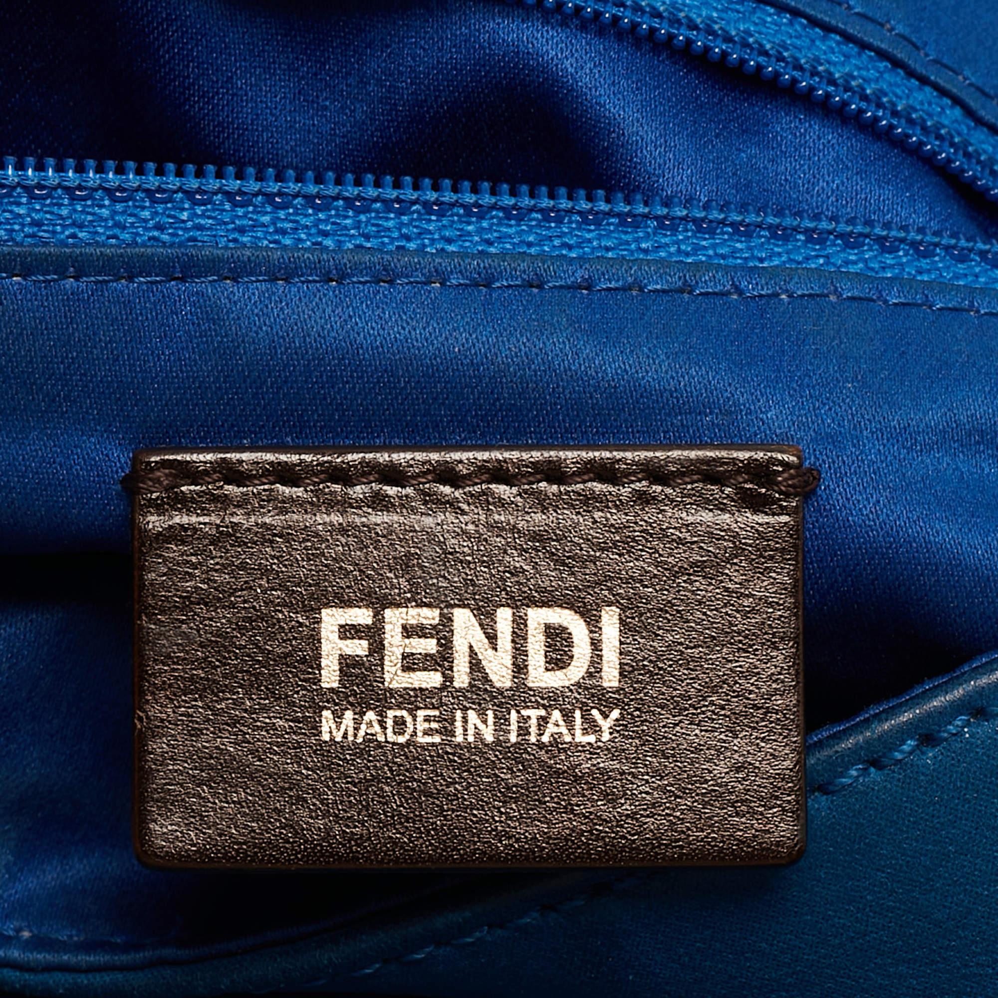 Fendi Blue Iridescent Leather Large Mama Forever Flap Shoulder Bag For Sale 12
