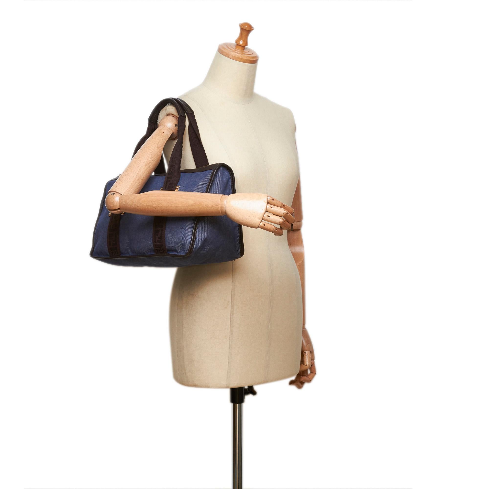 Fendi Blue Jacquard Handbag For Sale 4