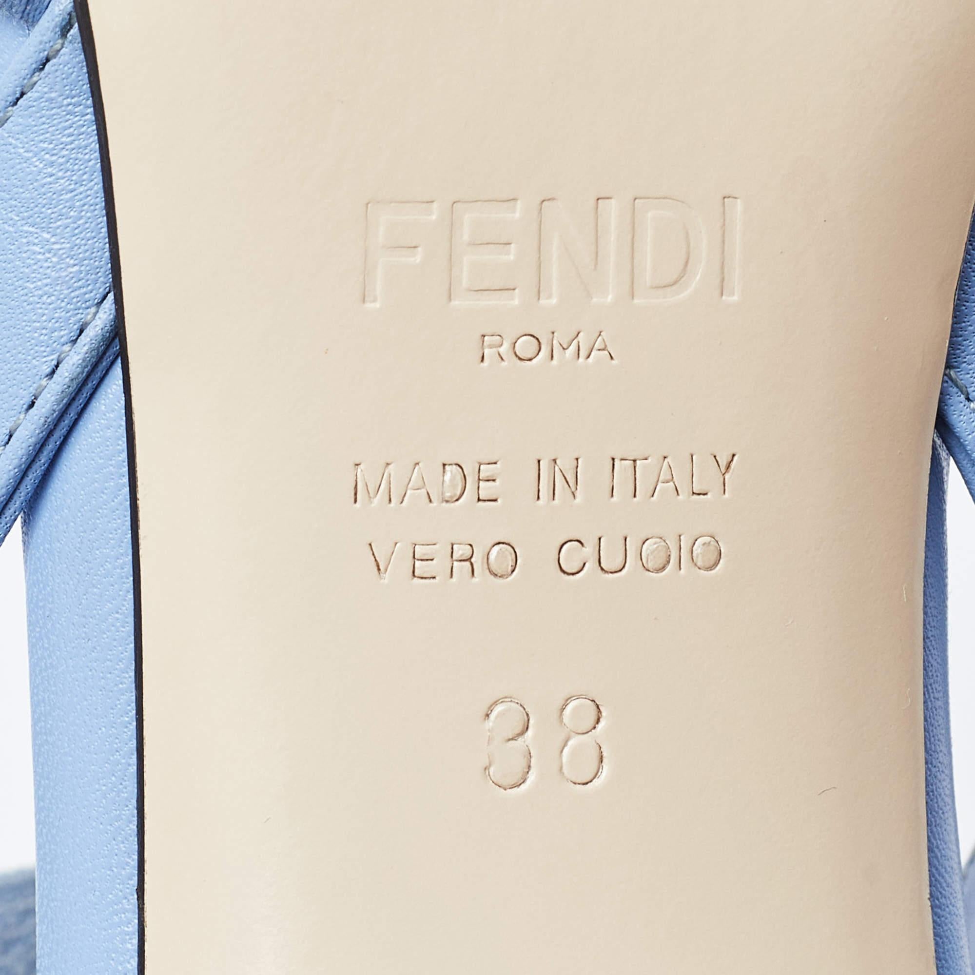 Fendi Blue Leather and Mesh Colibri Lite Slingback Pumps Size 38 4