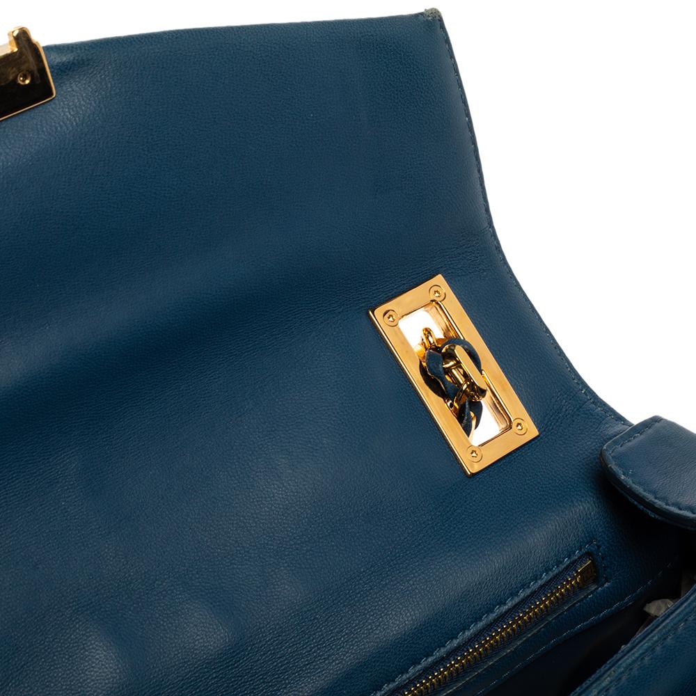 Fendi Blue Leather Be Baguette Shoulder Bag 3