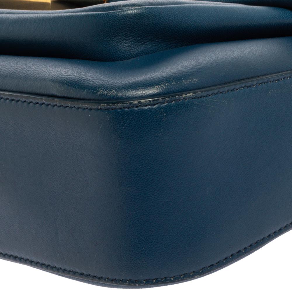 Women's Fendi Blue Leather Be Baguette Shoulder Bag