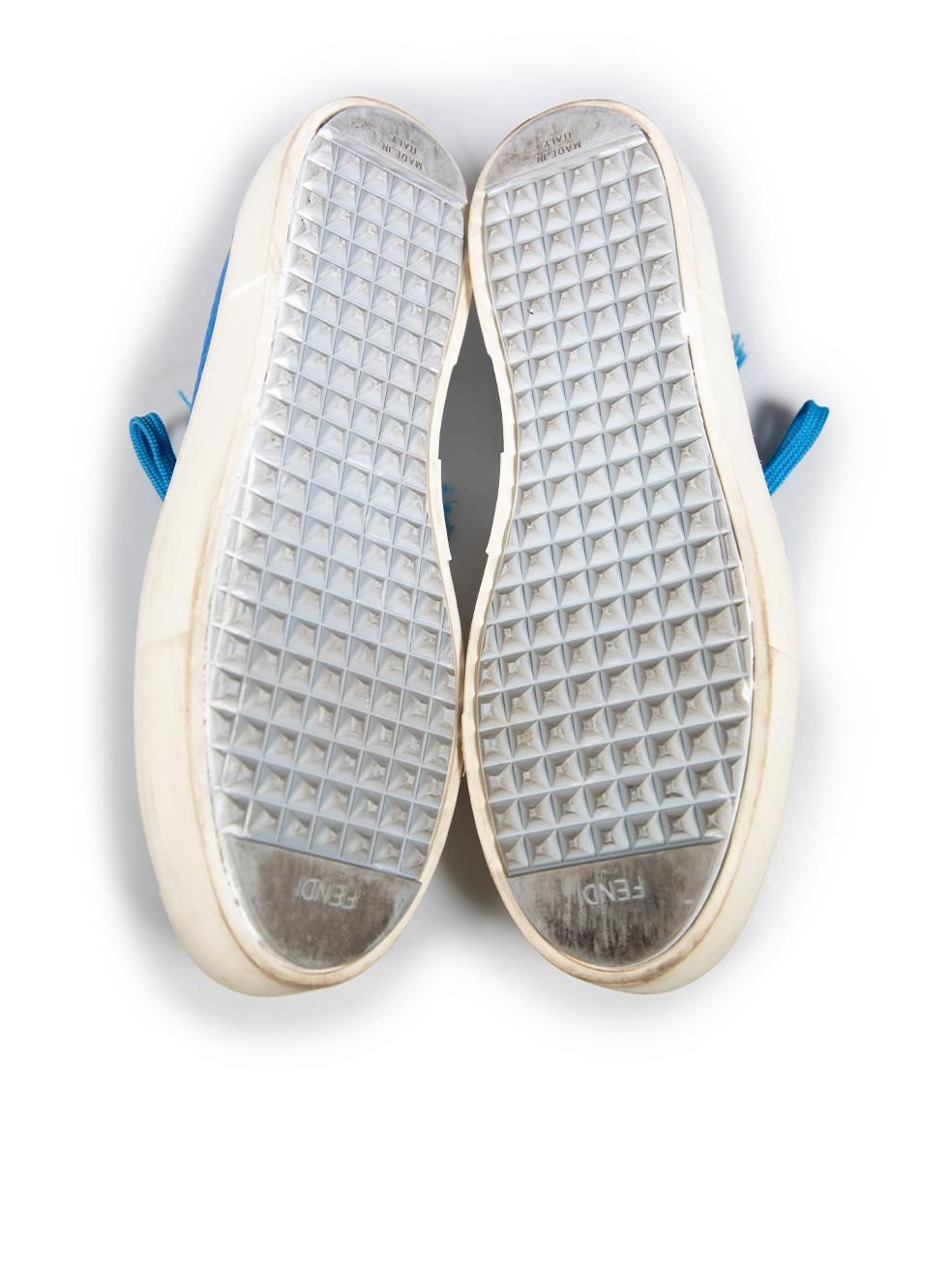 Women's Fendi Blue Leather Domino Trainers Size IT 38 For Sale