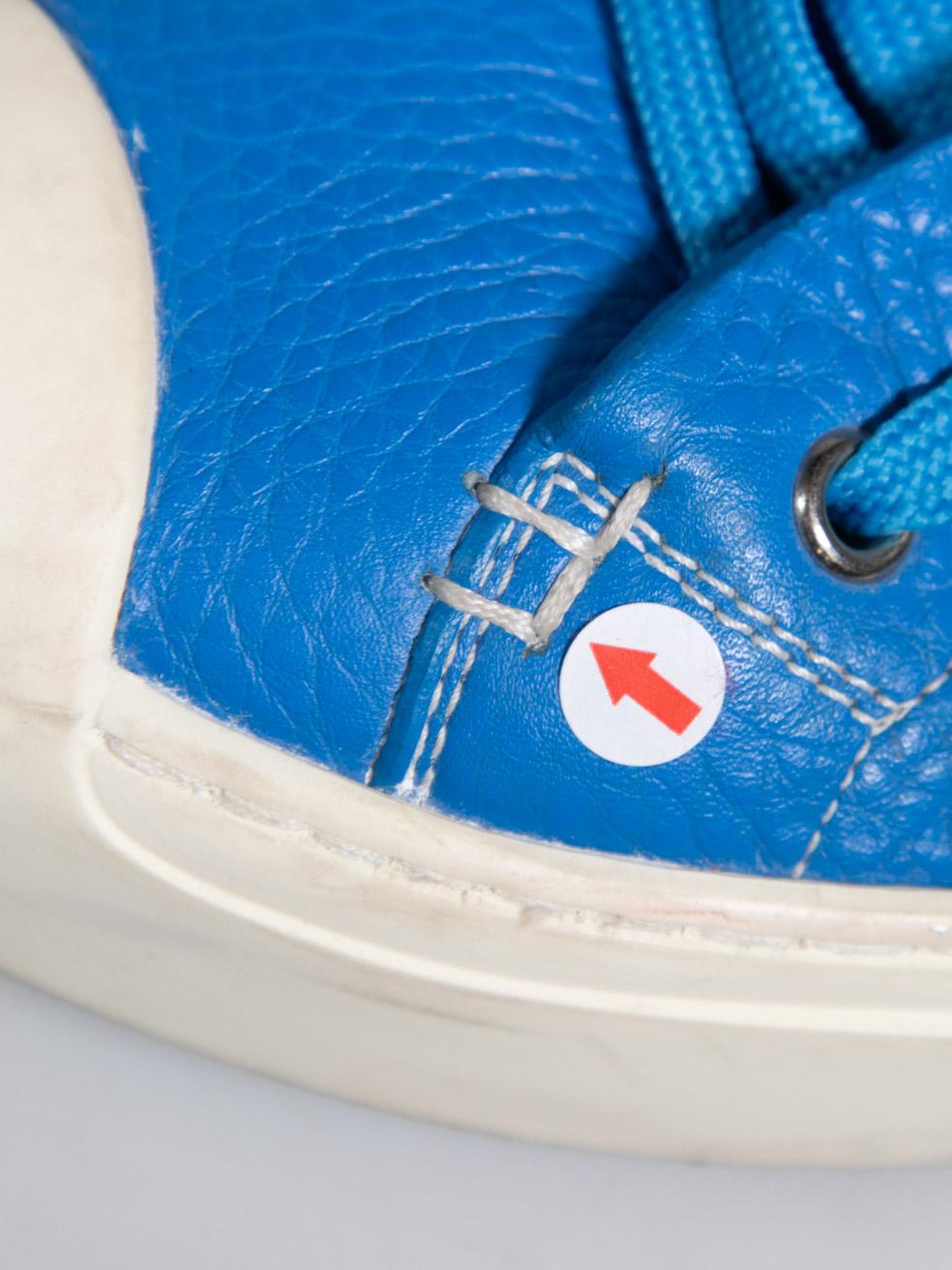 Fendi Blue Leather Domino Trainers Size IT 38 For Sale 4