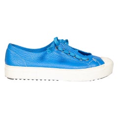 Fendi Blue Leather Domino Trainers Size IT 38