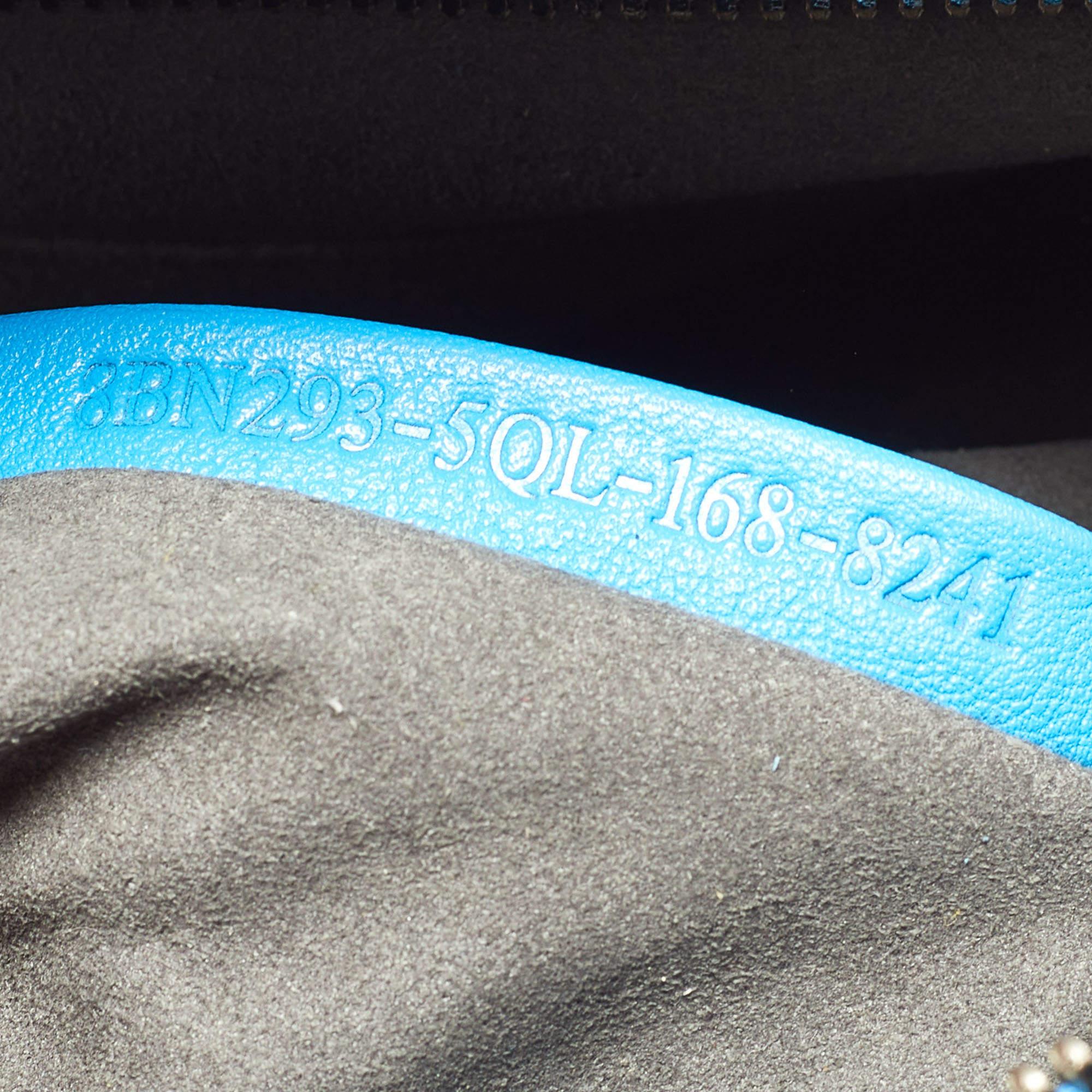 Fendi Blue Leather Dotcom Eyelet Top Handle Bag 3