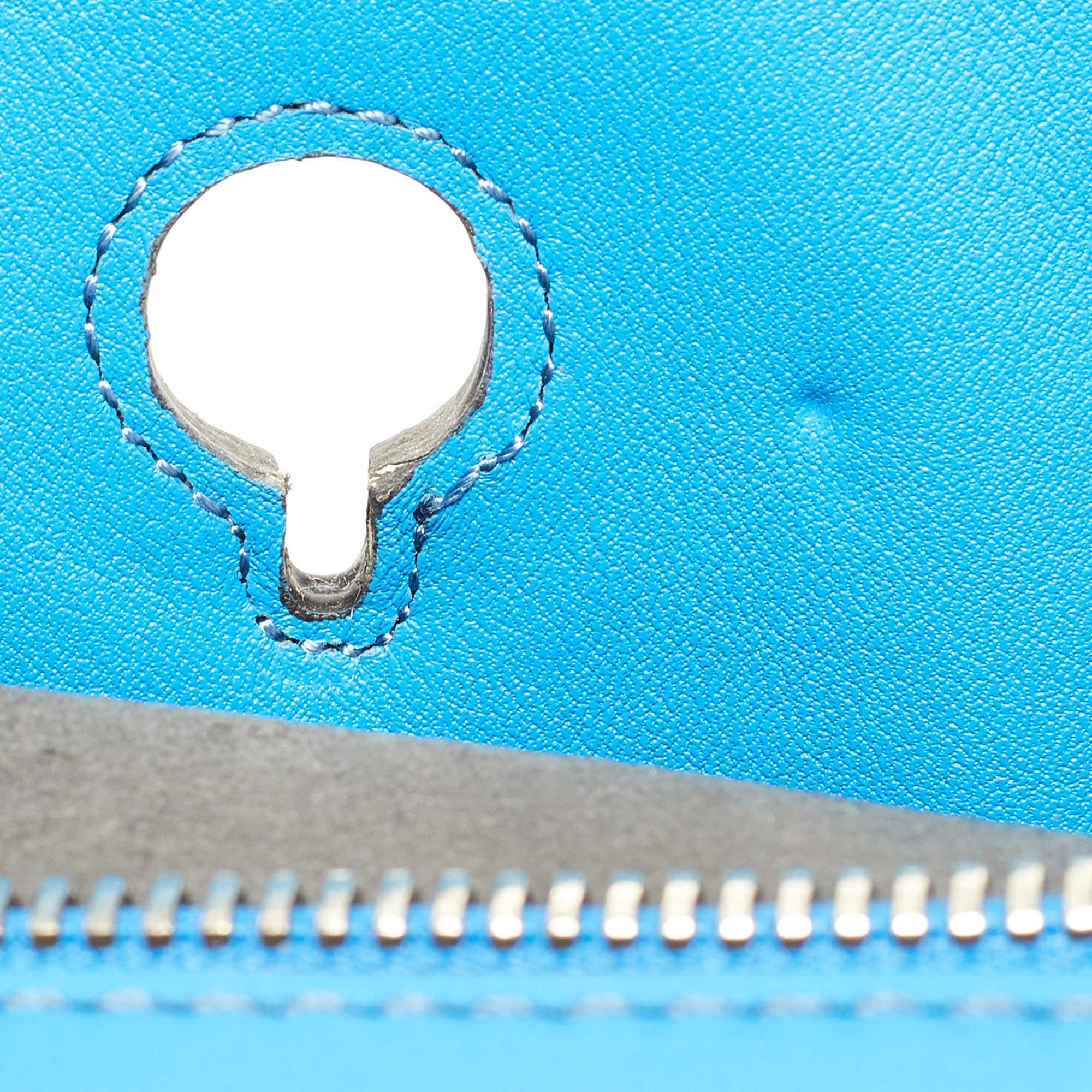 Fendi Blue Leather Dotcom Eyelet Top Handle Bag 2