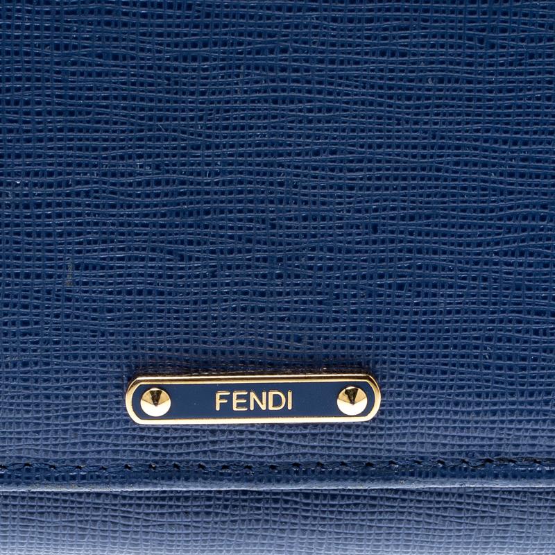 Fendi Blue Leather Elite Continental Wallet 6