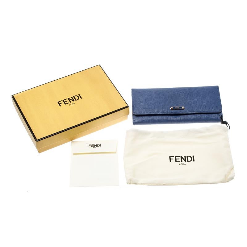 Fendi Blue Leather Elite Continental Wallet 7