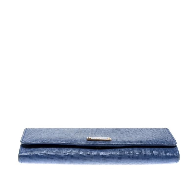 Women's Fendi Blue Leather Elite Continental Wallet