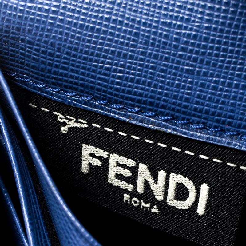 Fendi Blue Leather Elite Continental Wallet 1
