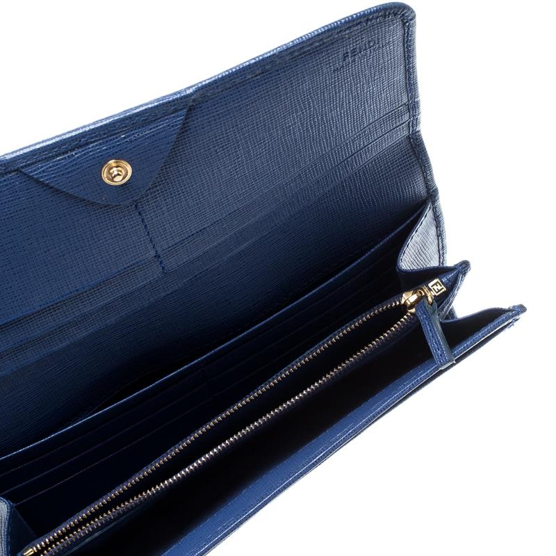 Fendi Blue Leather Elite Continental Wallet 4