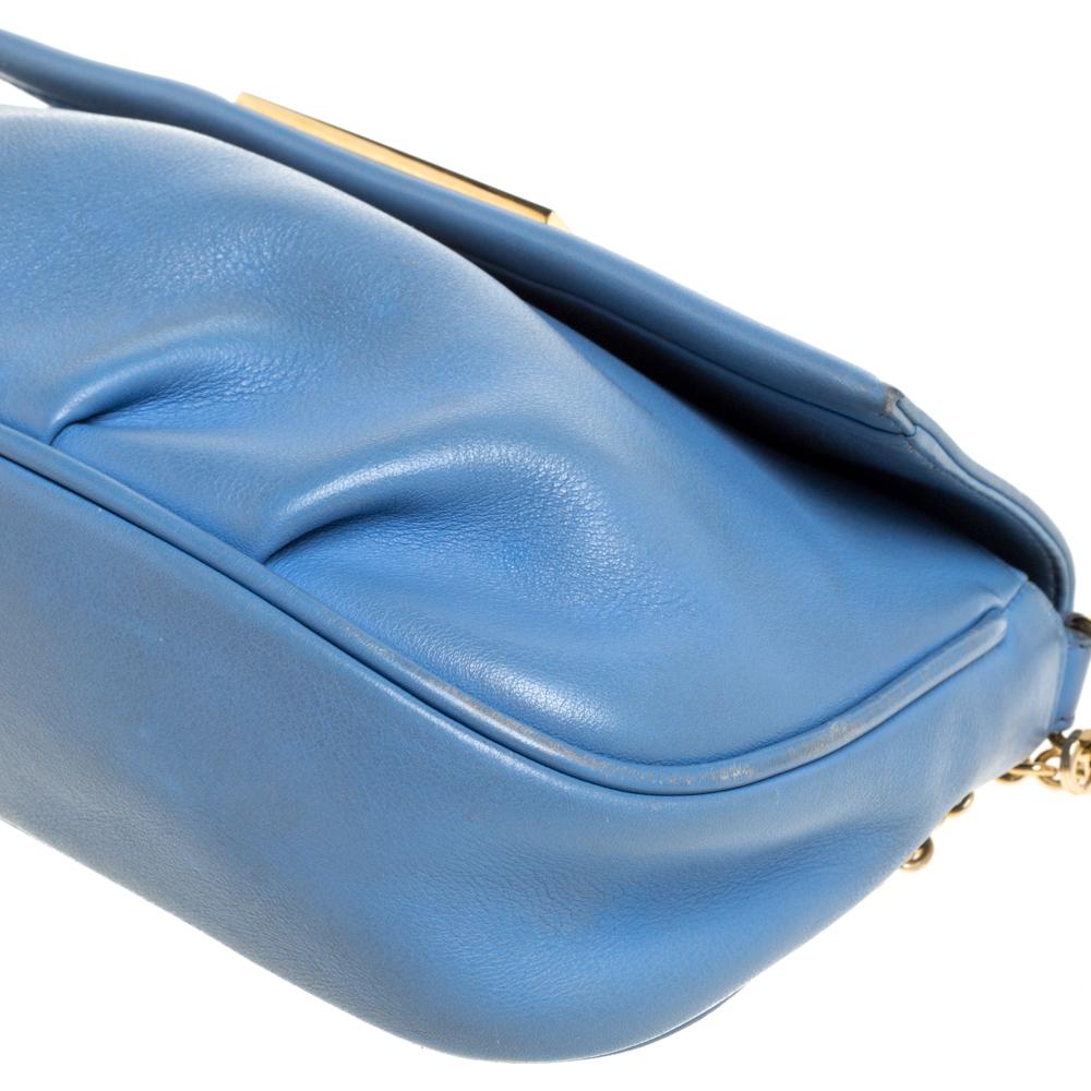 Fendi Blue Leather Fendista Chain Shoulder Bag 2