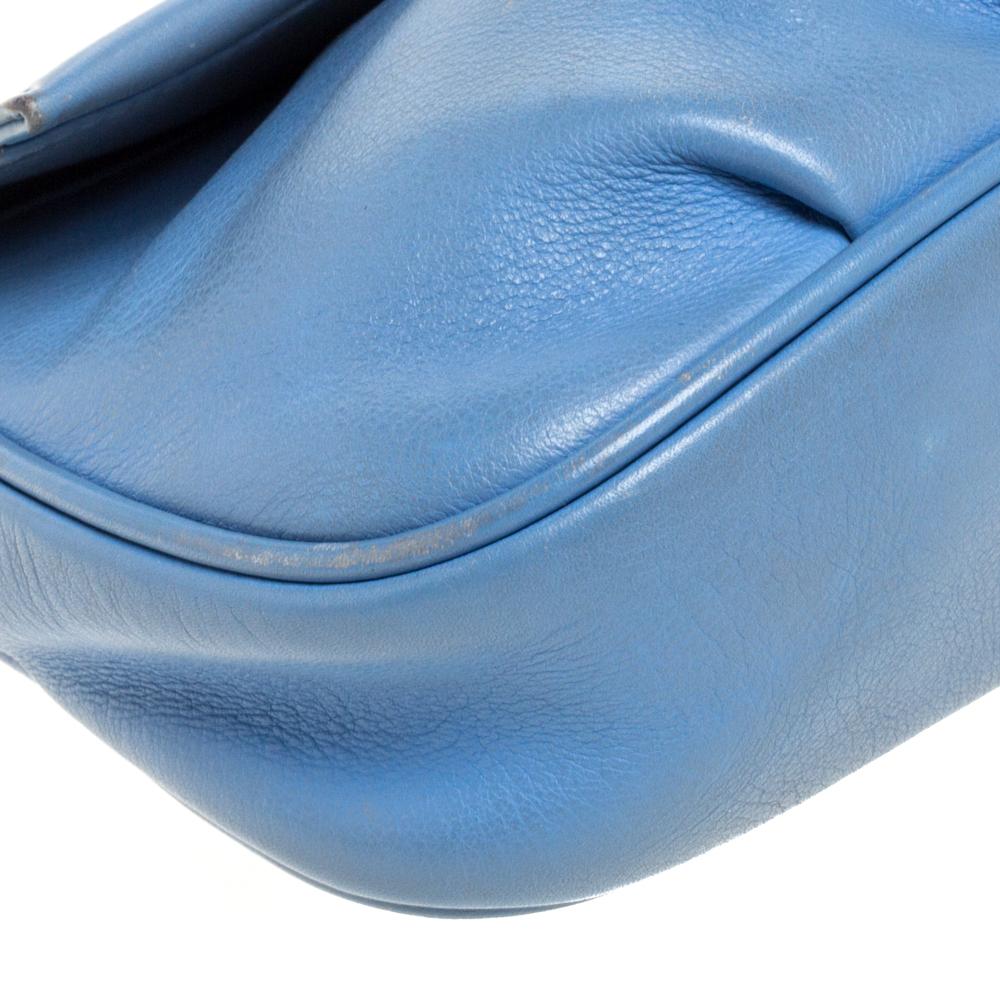 Fendi Blue Leather Fendista Chain Shoulder Bag 3