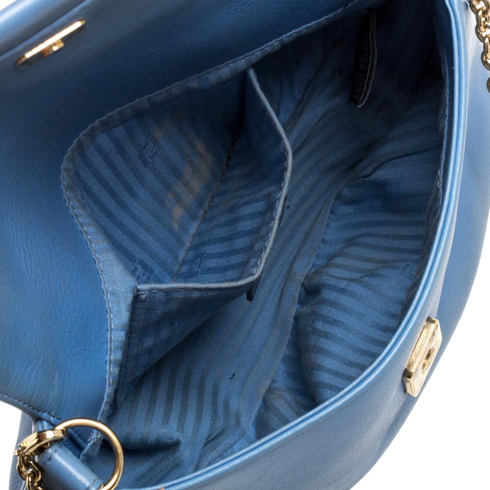 Fendi Blue Leather Fendista Chain Shoulder Bag 4