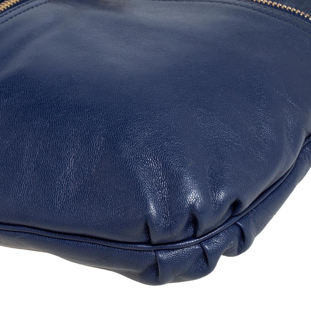 Fendi Blue Leather Front Zip Hobo 6