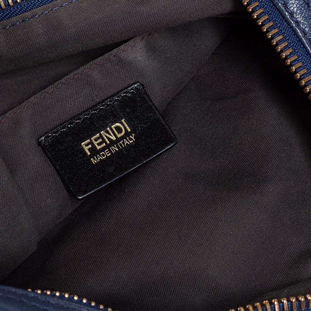 Fendi Blue Leather Front Zip Hobo 1