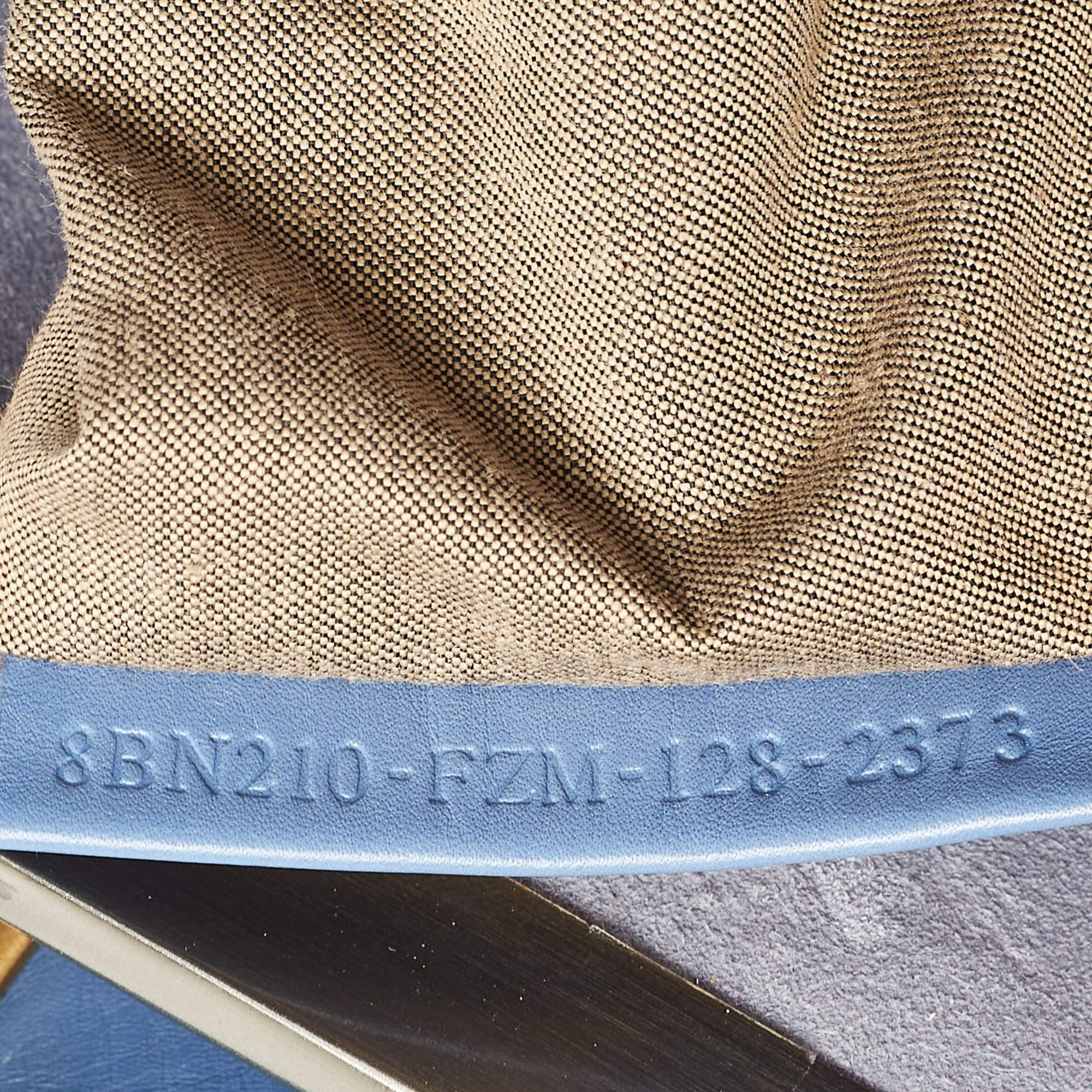 Fendi Blue Leather Large Peekaboo Top Handle Bag For Sale 7