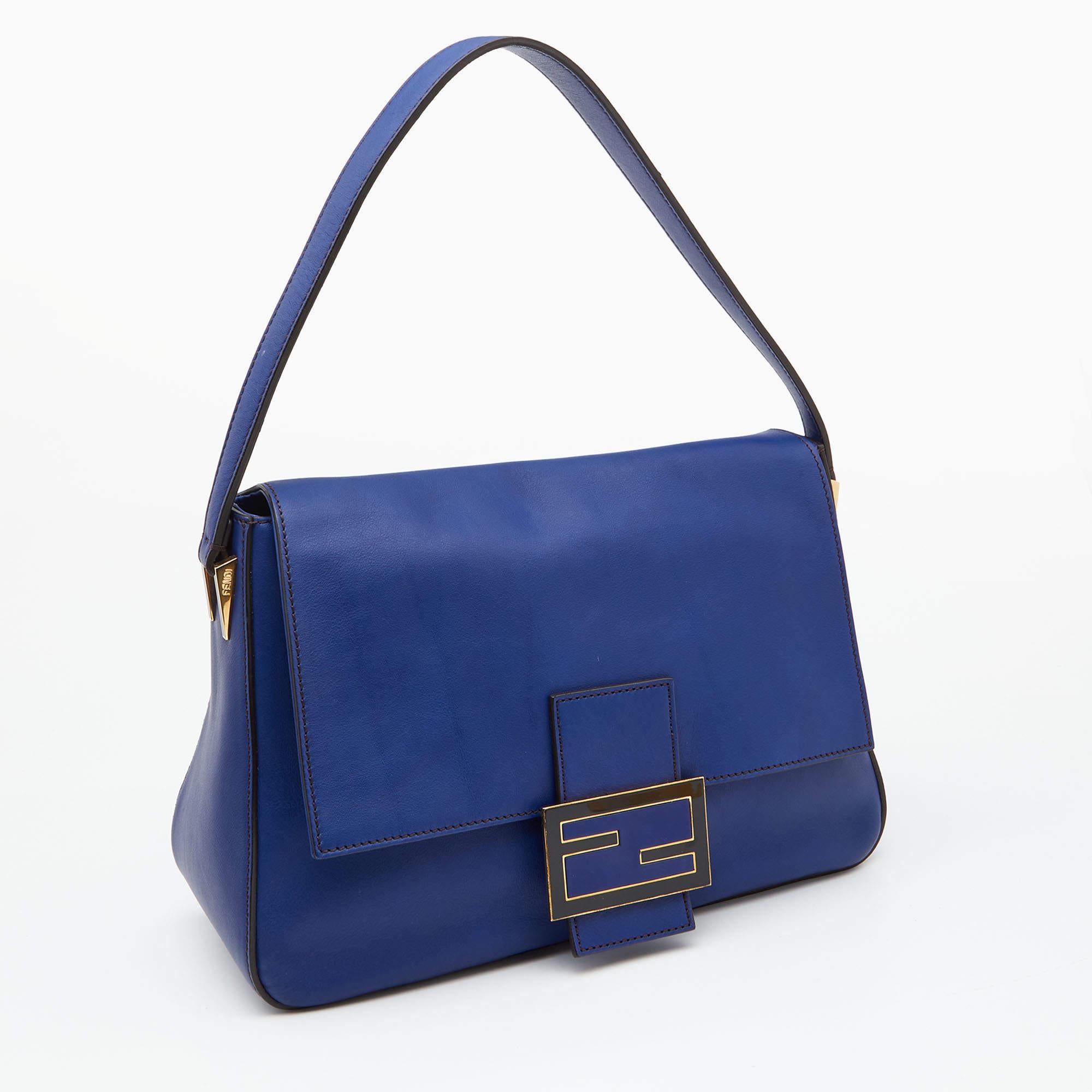 Women's Fendi Blue Leather Mama Forever Shoulder Bag