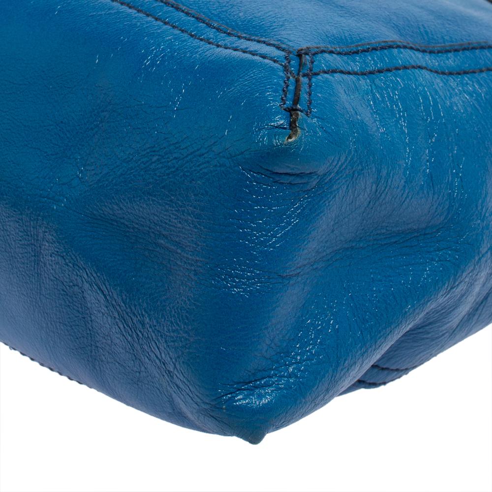 Fendi Blue Leather Maxi Baguette Flap Shoulder Bag In Good Condition In Dubai, Al Qouz 2