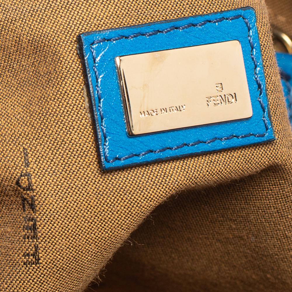 Fendi Blue Leather Maxi Baguette Flap Shoulder Bag 1
