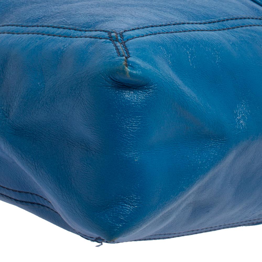 Fendi Blue Leather Maxi Baguette Flap Shoulder Bag 2