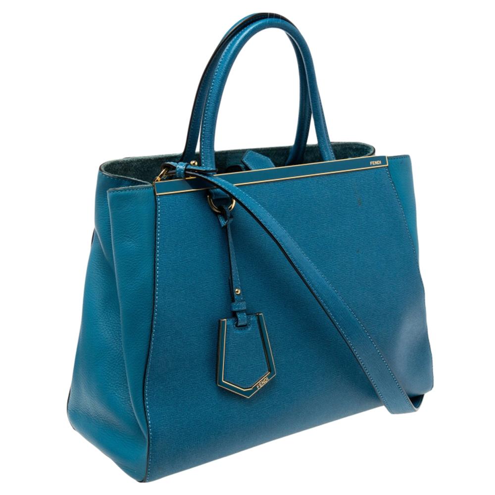 Fendi Blue Leather Medium 2Jours Tote 6