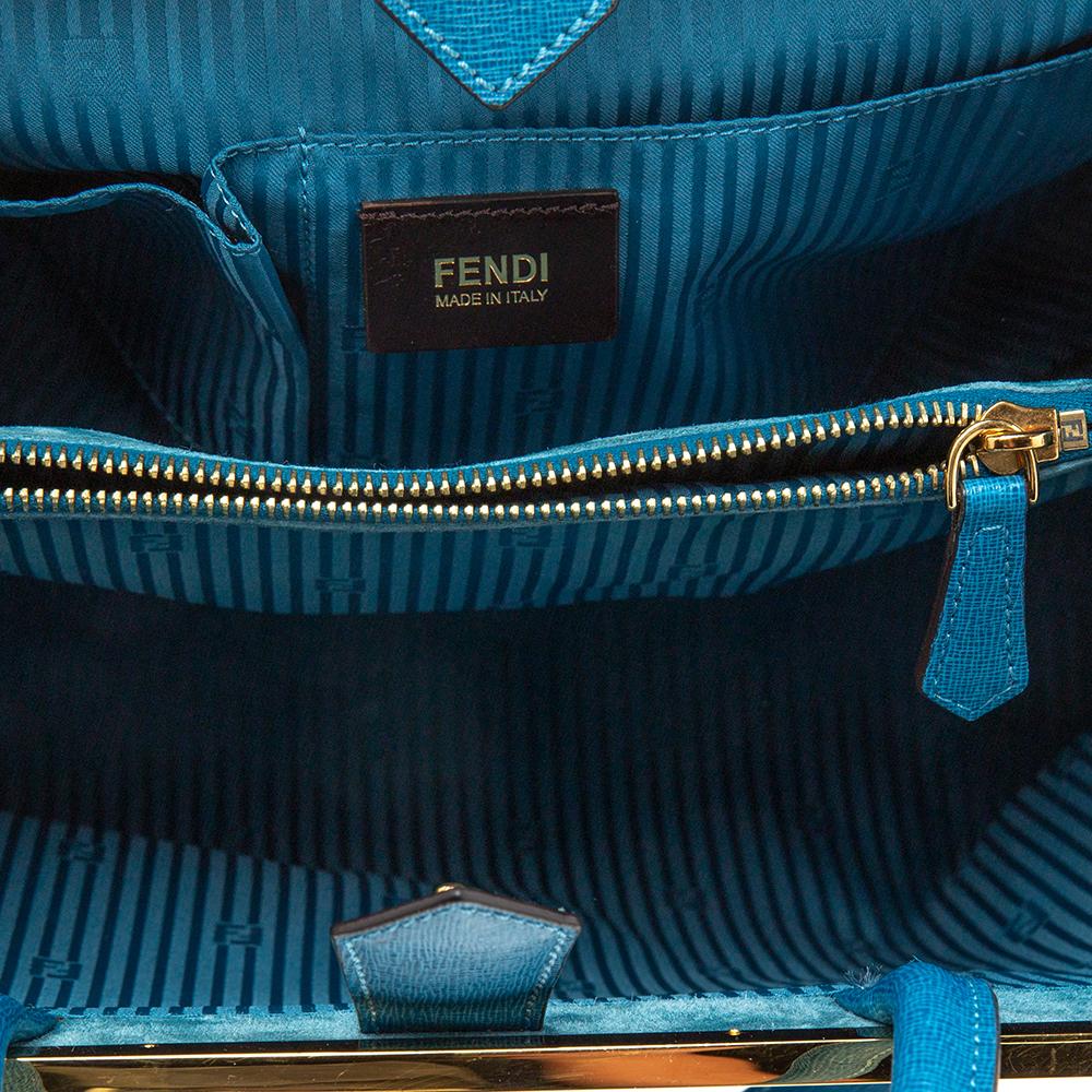 Women's Fendi Blue Leather Medium 2Jours Tote