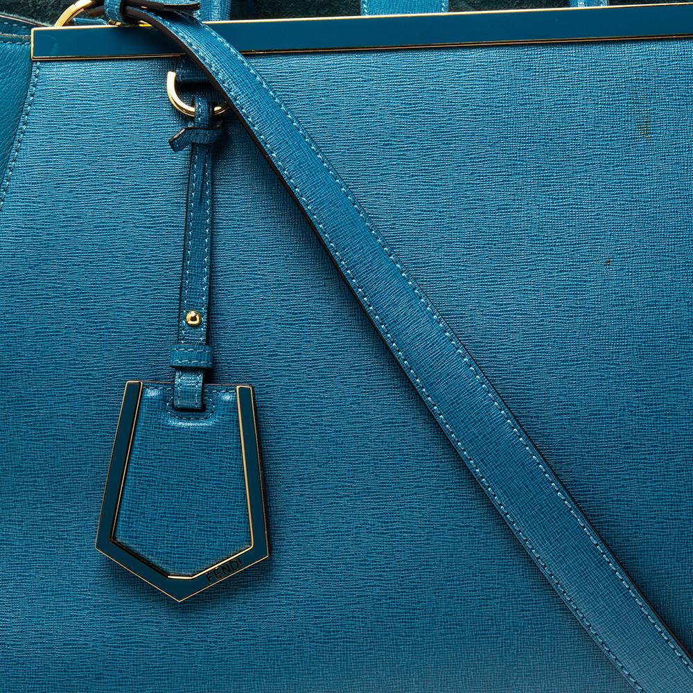 Fendi Blue Leather Medium 2Jours Tote 2