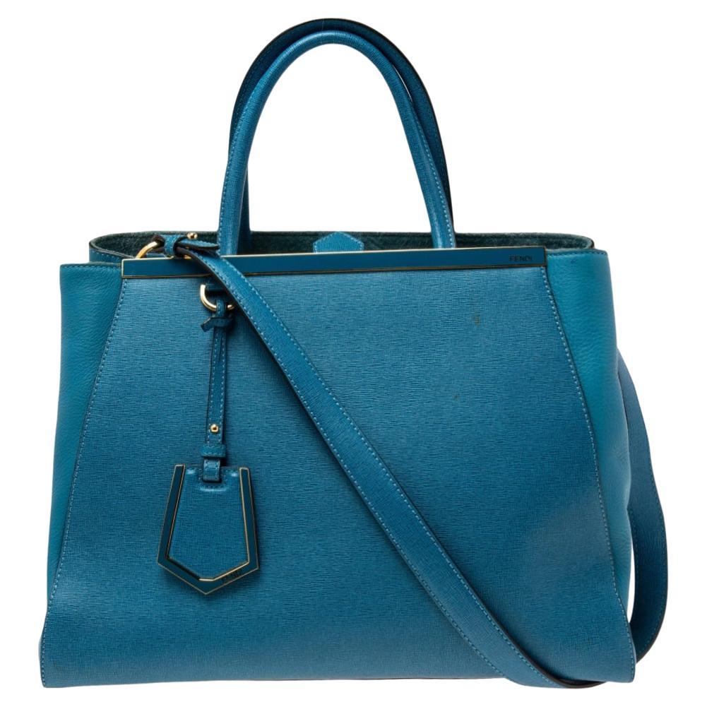 Fendi Blue Leather Medium 2Jours Tote