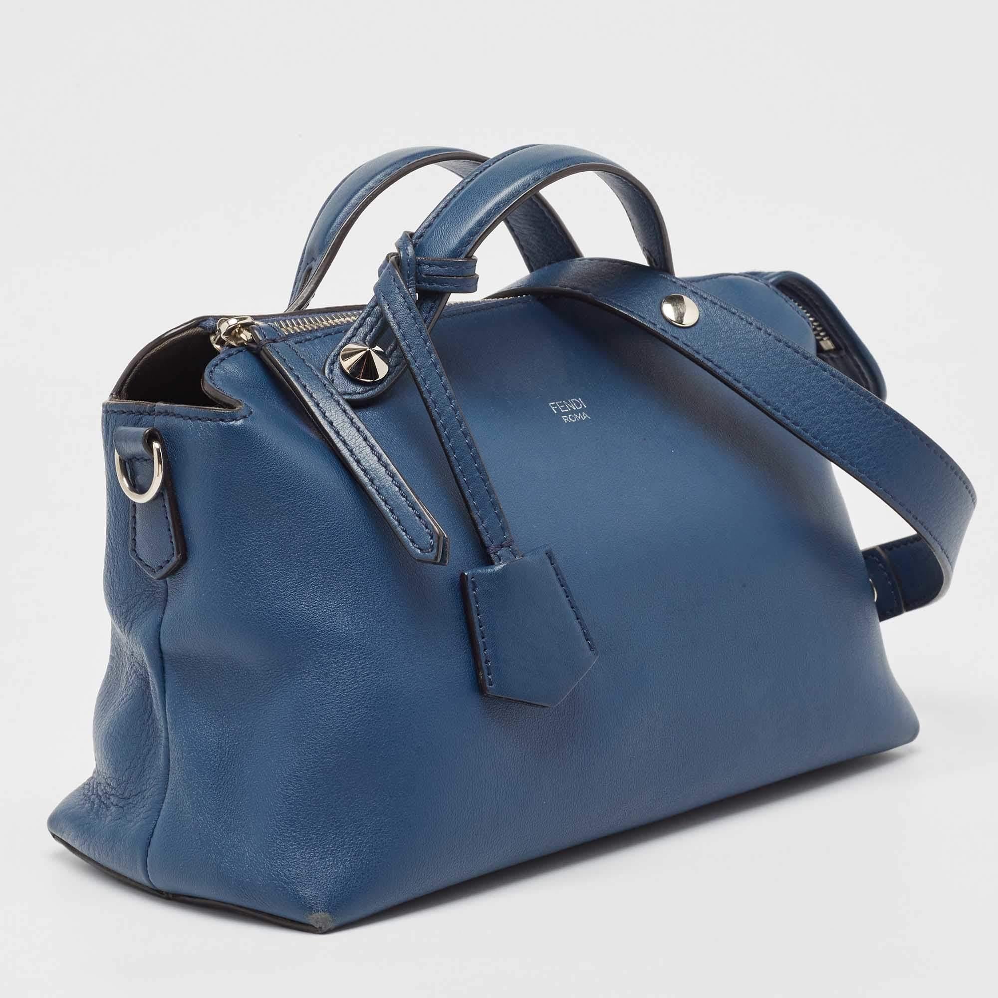 Fendi Blue Leather Medium By The Way Bag In Fair Condition In Dubai, Al Qouz 2