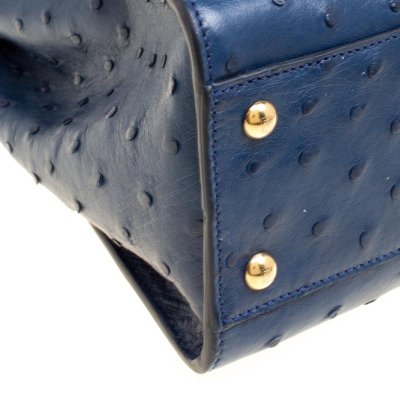 Fendi Blue Leather Medium Peekaboo Top Handle Bag 6