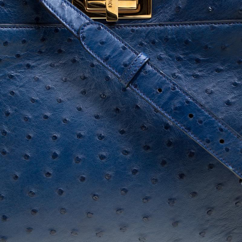 Fendi Blue Leather Medium Peekaboo Top Handle Bag 7