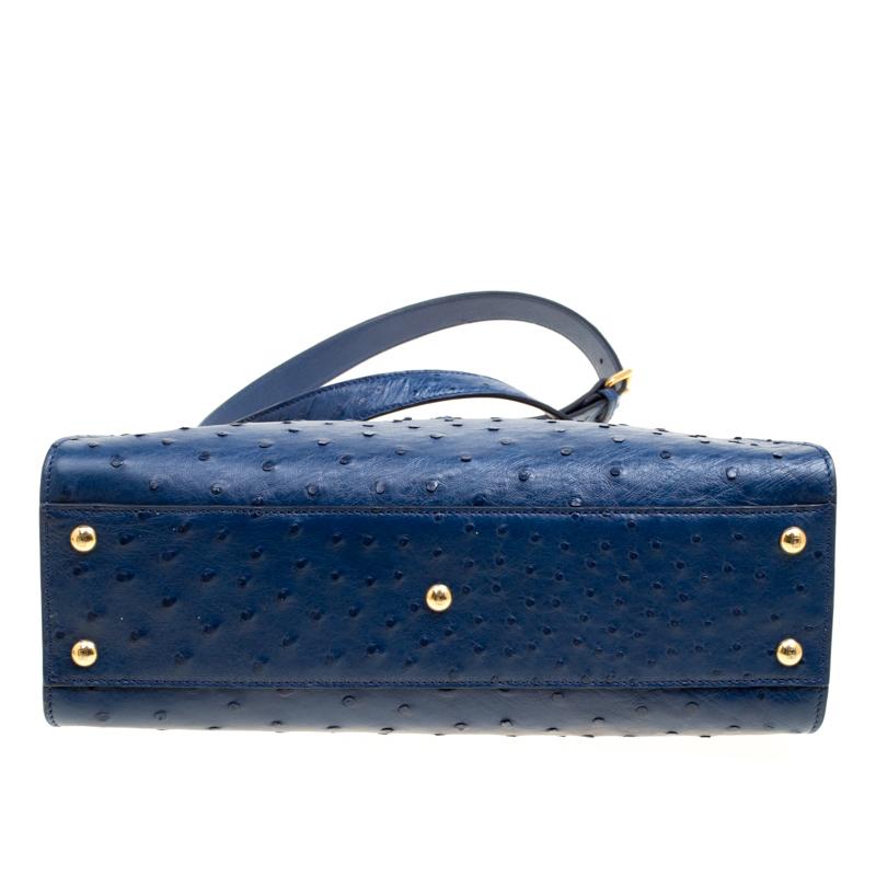 Fendi Blue Leather Medium Peekaboo Top Handle Bag 1