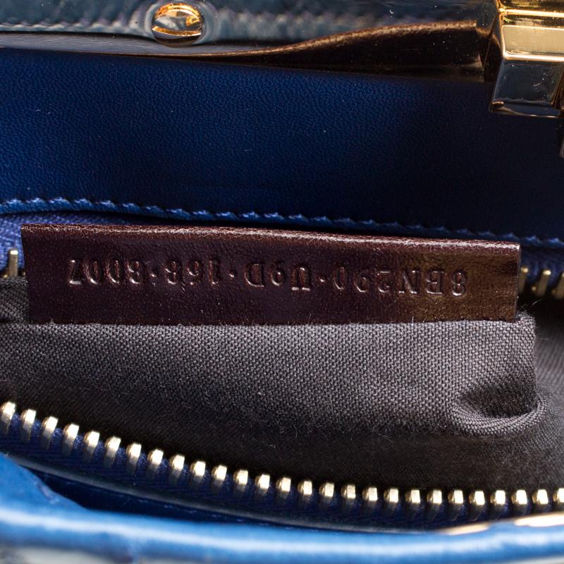 Fendi Blue Leather Medium Peekaboo Top Handle Bag 3